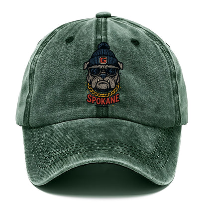 Spokane Bulldog wearing Gonzaga beanie with G patch - Classic Cap - Forest Mist(Green)