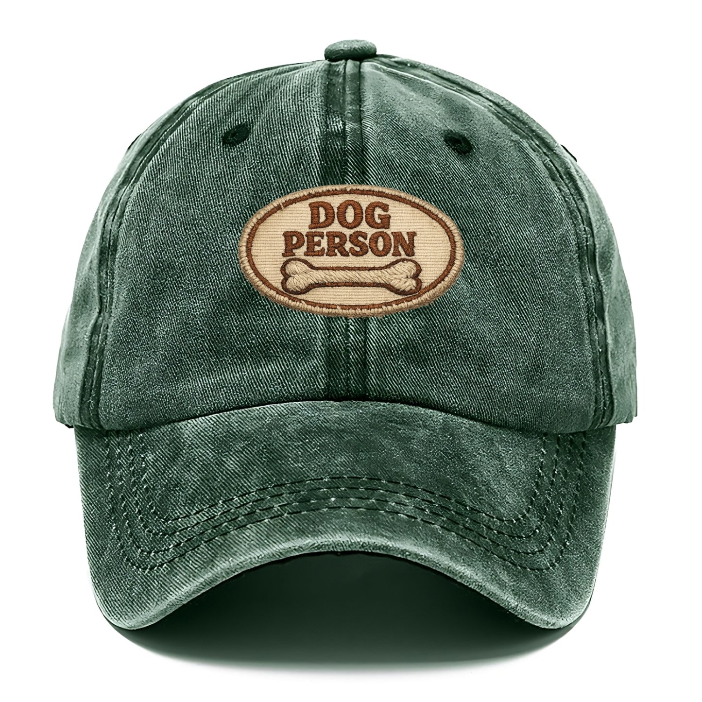 DOG PERSON - simple text with bone in brown , team dog - Classic Cap - Forest Mist(Green)