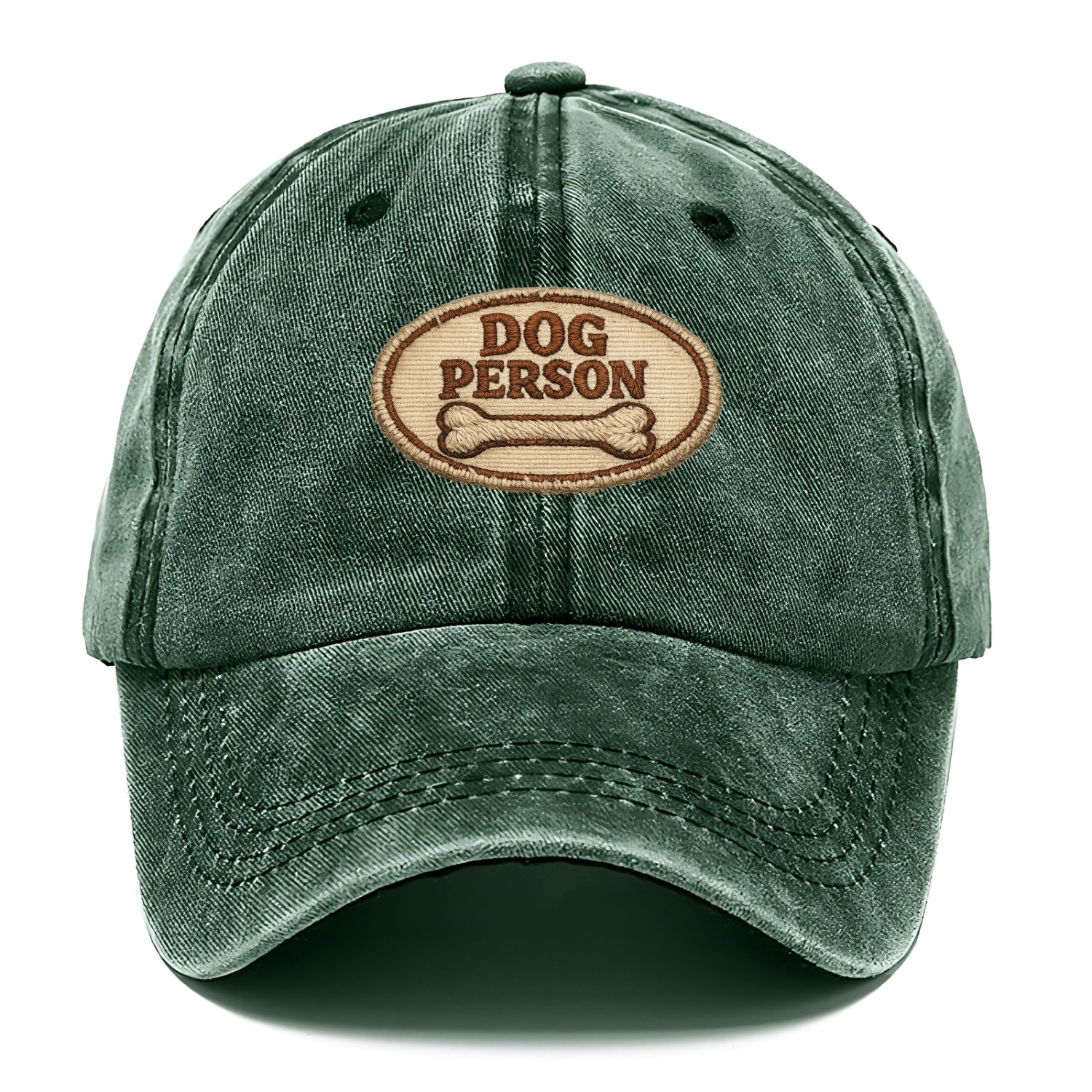 DOG PERSON - simple text with bone in brown , team dog - Classic Cap - Forest Mist(Green)