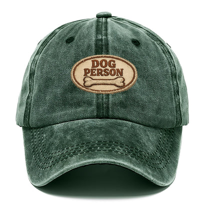 DOG PERSON - simple text with bone in brown , team dog - Classic Cap - Forest Mist(Green)