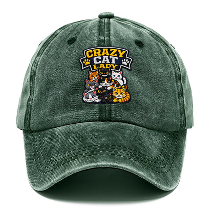 CRAZY CAT LADY - cat pile in multicolor , cat collector - Classic Cap - Forest Mist(Green)