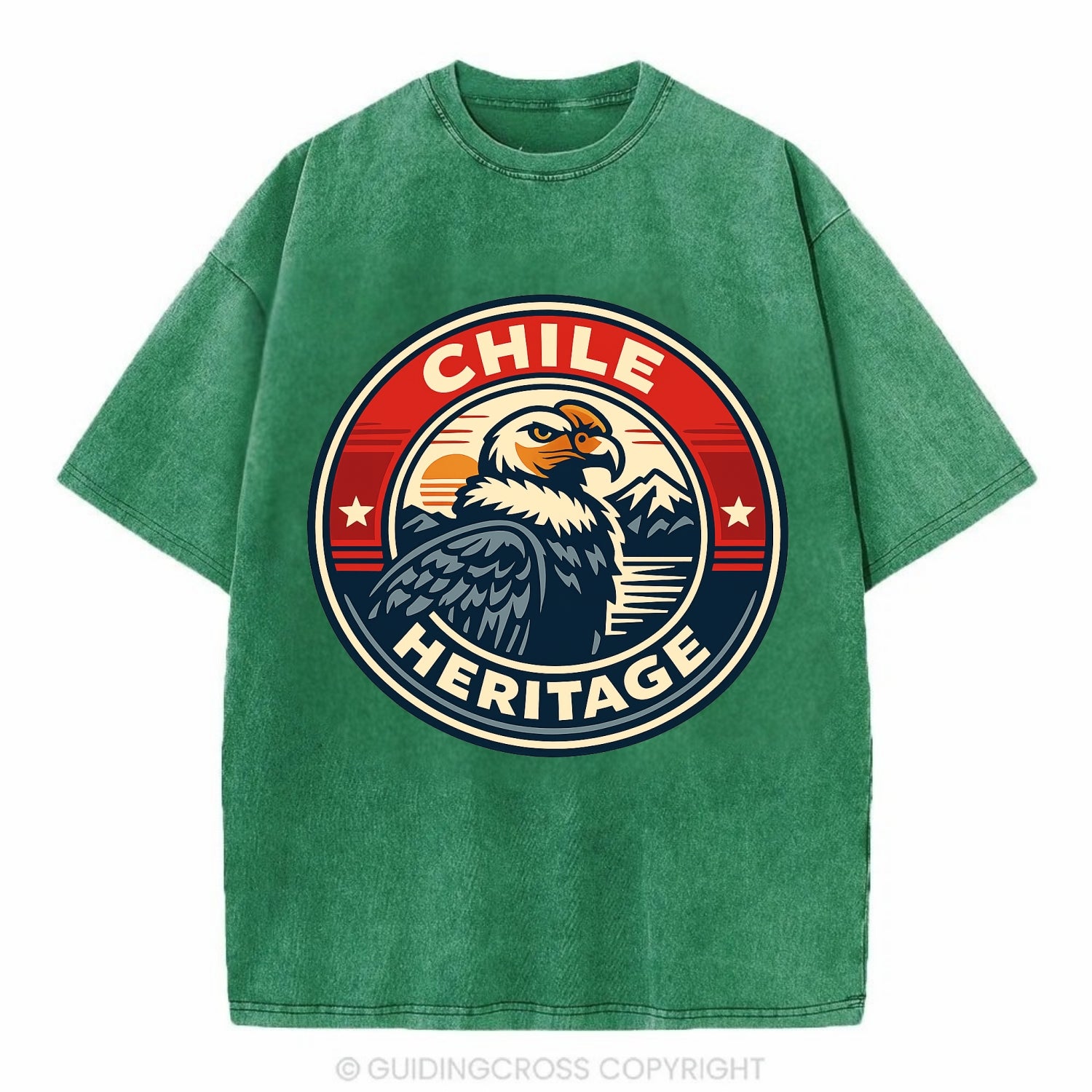 Andean Spirit Emblem - Vintage T-shirt - Forest Mist(Green)