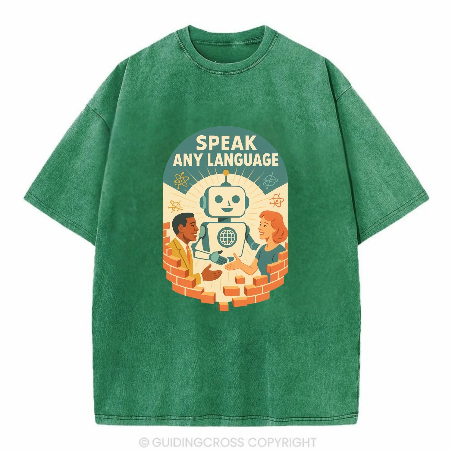 Language learning AI breaking down barriers - "Speak Any Language" - - Vintage T-shirt - Forest Mist(Green)