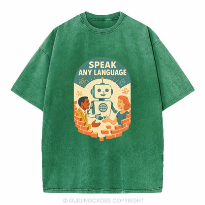 Language learning AI breaking down barriers - "Speak Any Language" - - Vintage T-shirt - Forest Mist(Green)