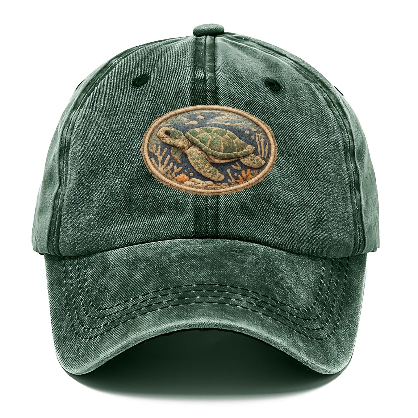 SEA TURTLE - swimming turtle in green and blue , ocean life - Classic Cap - Forest Mist(Green)