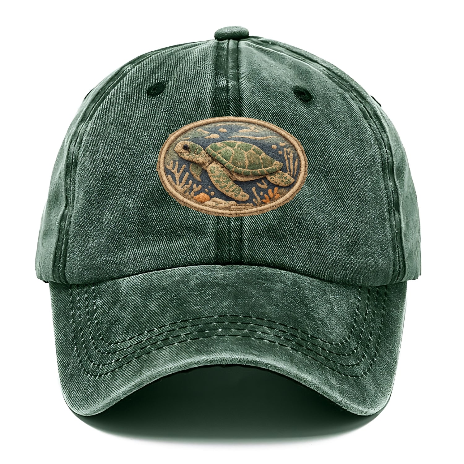 SEA TURTLE - swimming turtle in green and blue , ocean life - Classic Cap - Forest Mist(Green)
