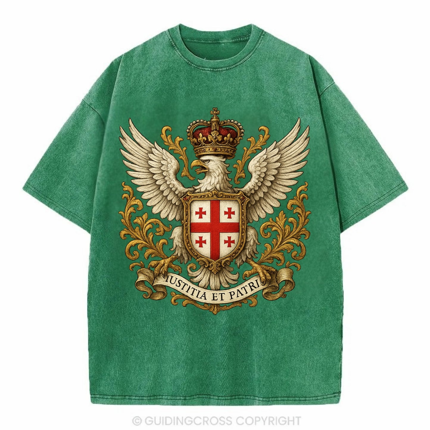 Georgia White Eagle Emblem  - Vintage T-shirt - Forest Mist(Green)