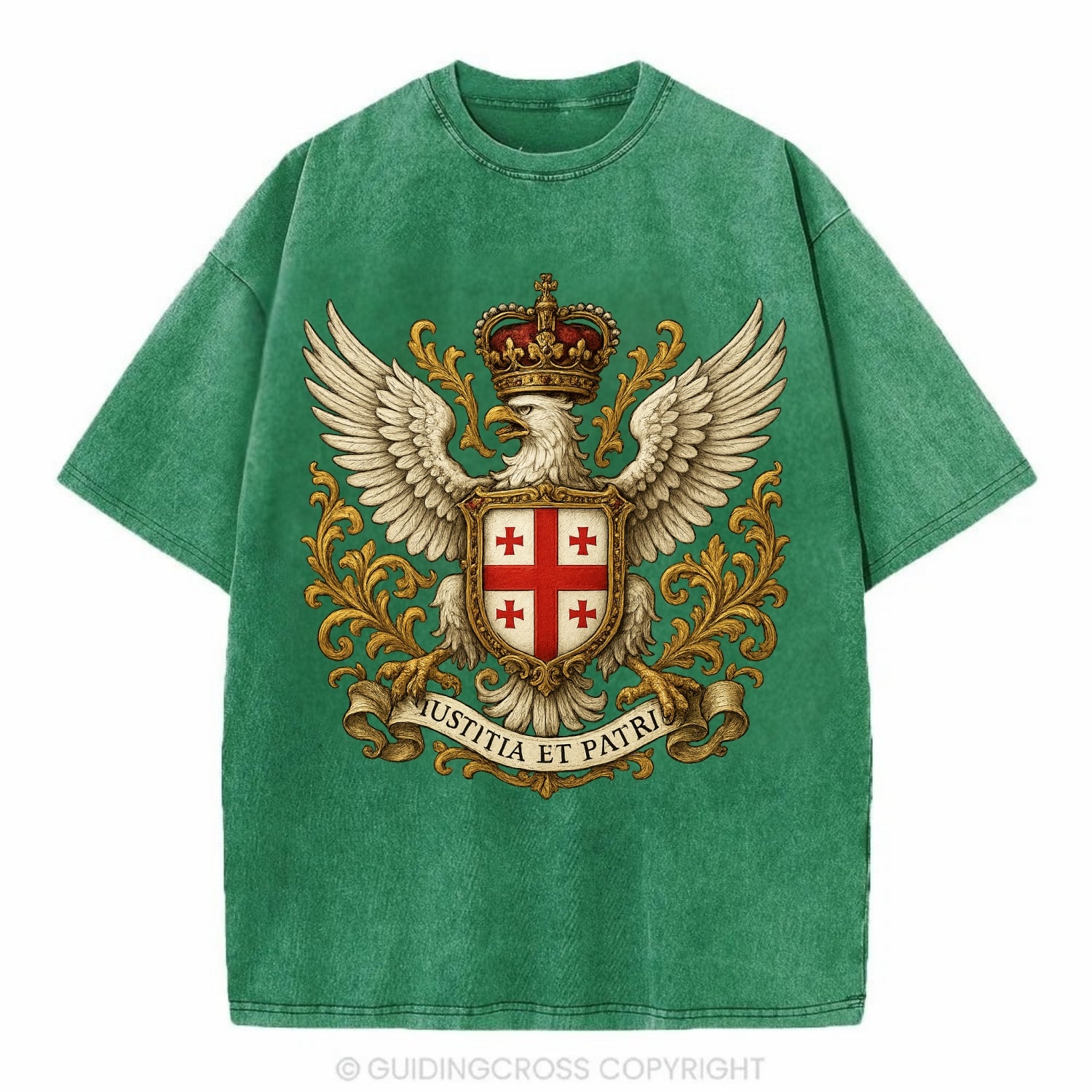 Georgia White Eagle Emblem  - Vintage T-shirt - Forest Mist(Green)