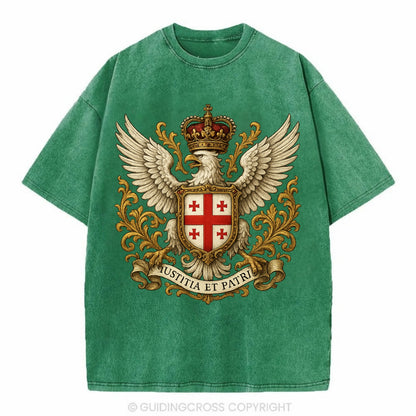 Georgia White Eagle Emblem  - Vintage T-shirt - Forest Mist(Green)