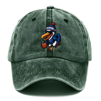 Los Angeles Pelican wearing Clippers beanie with sailboat patch and wayfarer - Classic Cap - Forest Mist(Green)