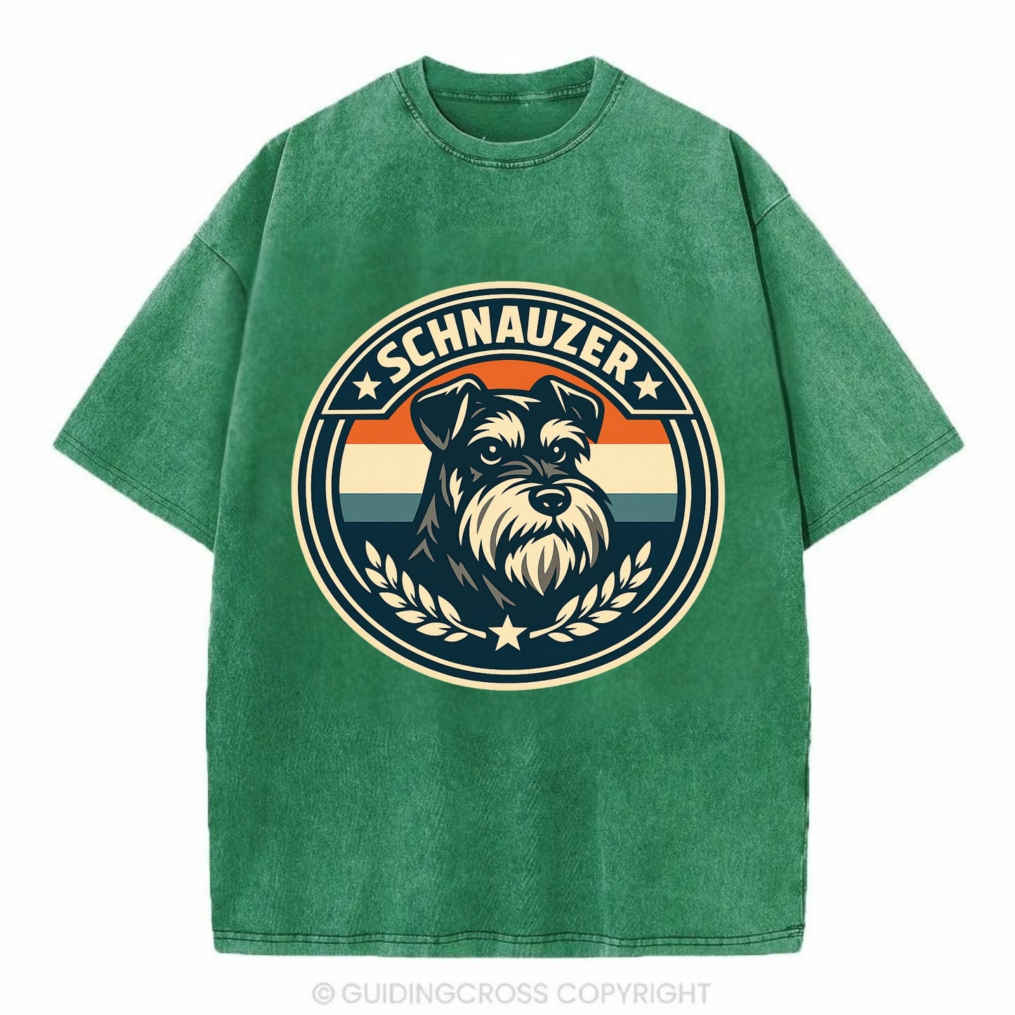 Noble Schnauzer Emblem - Vintage T-shirt - Forest Mist(Green)