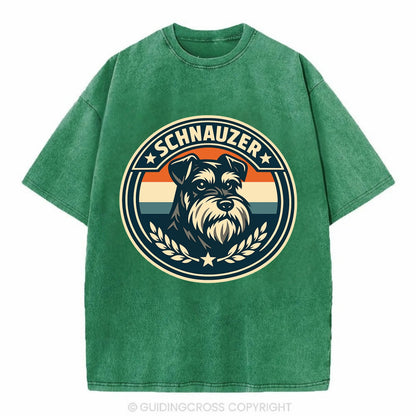 Noble Schnauzer Emblem - Vintage T-shirt - Forest Mist(Green)