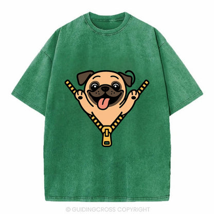Pug - Vintage T-shirt - Forest Mist(Green)