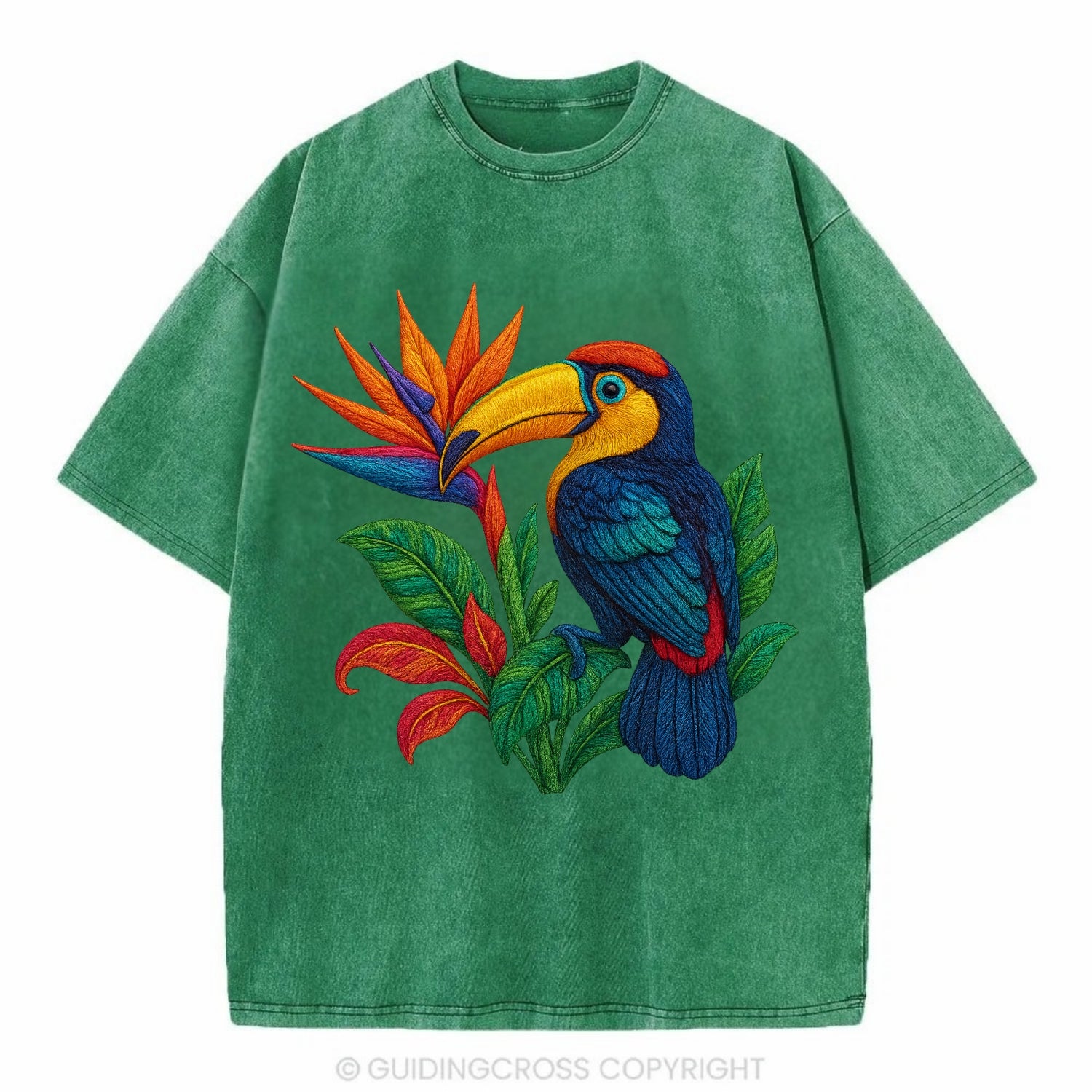 Toucan Paradise - Vintage T-shirt - Forest Mist(Green)