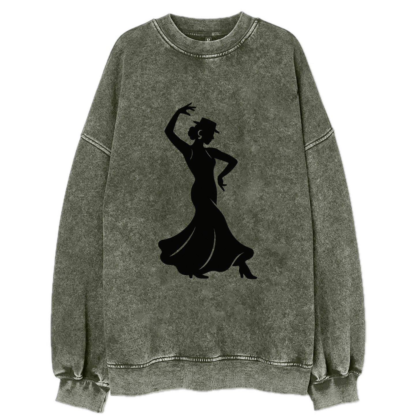 Flamenco dancer passionate stance - Vintage Sweatshirt - Forest Mist(Green)