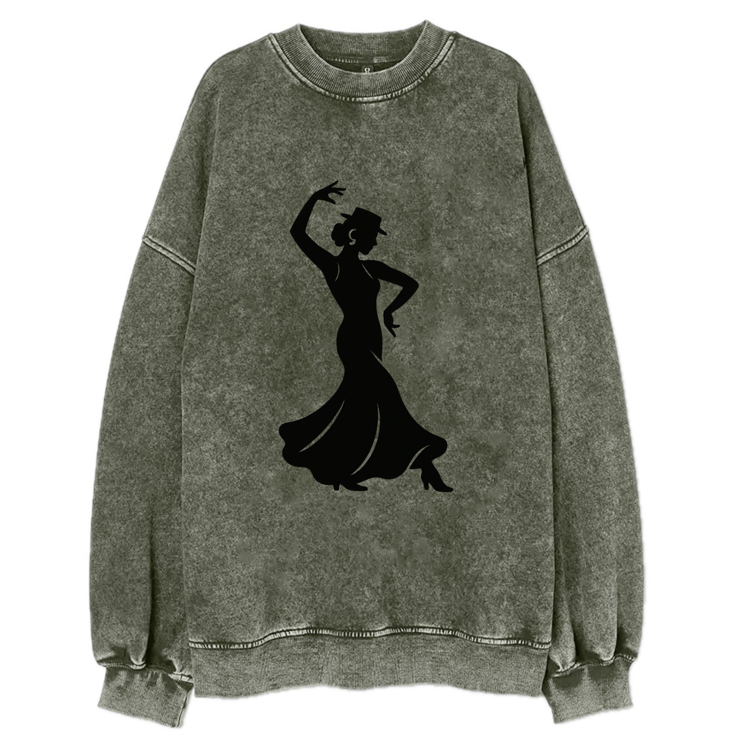 Flamenco dancer passionate stance - Vintage Sweatshirt - Forest Mist(Green)