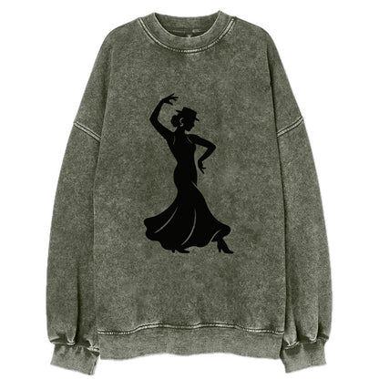 Flamenco dancer passionate stance - Vintage Sweatshirt - Forest Mist(Green)