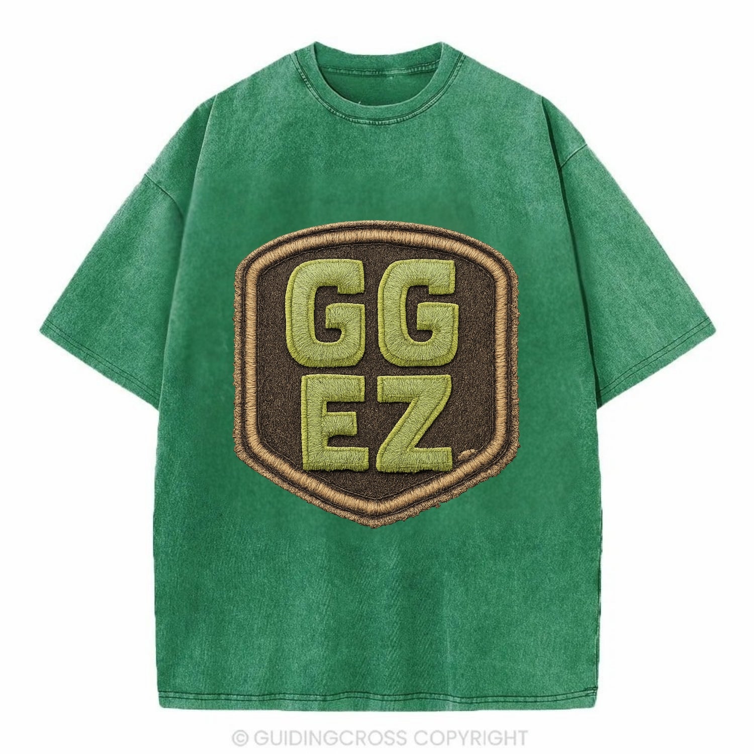 GG EZ - victory text in neon green , easy win - Vintage T-shirt - Forest Mist(Green)