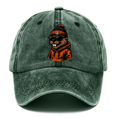 Corvallis Beaver wearing Oregon State beanie with OS patch - Classic Cap - Forest Mist(Green)