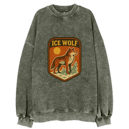 Ice Wolf Crystal  - Vintage Sweatshirt - Forest Mist(Green)