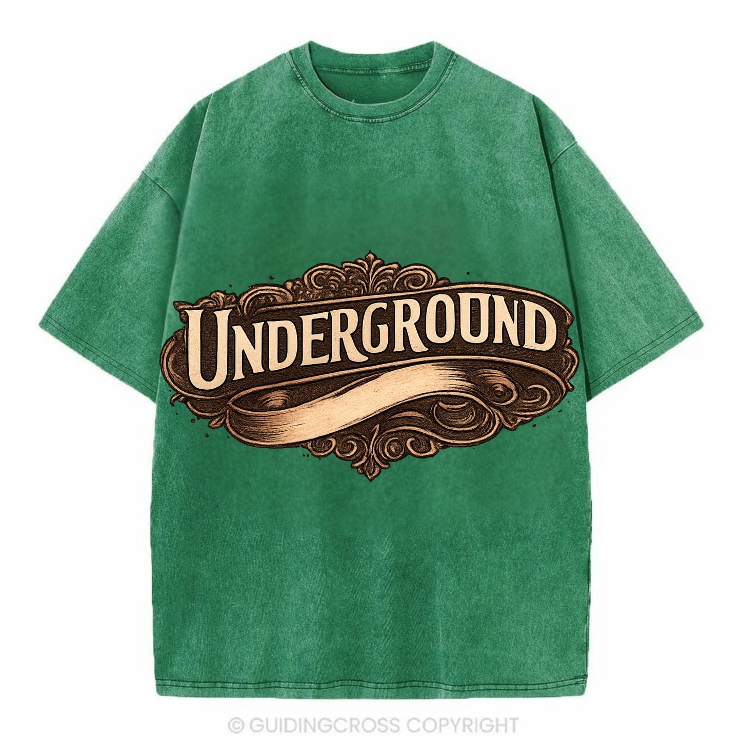 Bold typography design - "UNDERGROUND" - hidden scene, alternative - Vintage T-shirt - Forest Mist(Green)