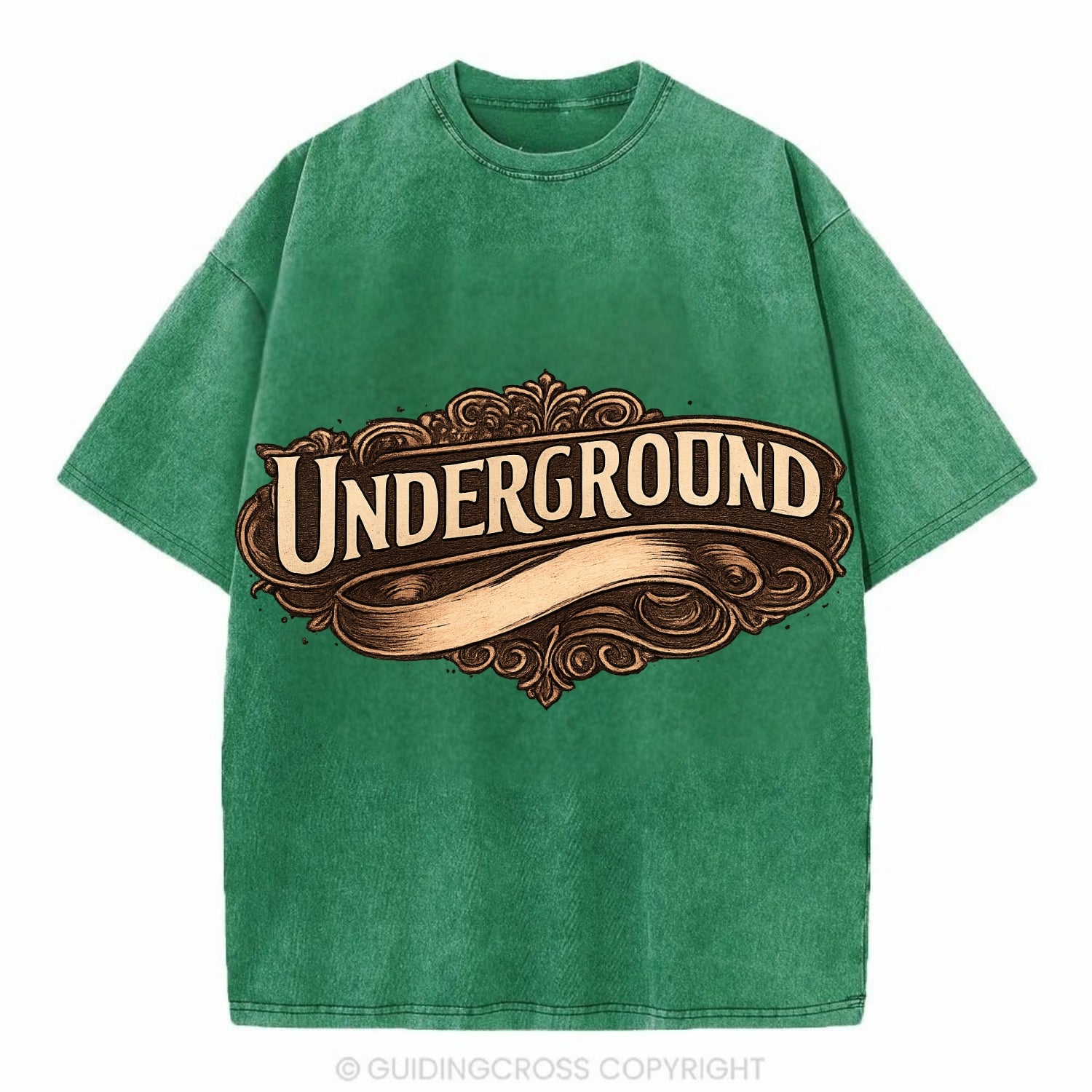 Bold typography design - "UNDERGROUND" - hidden scene, alternative - Vintage T-shirt - Forest Mist(Green)
