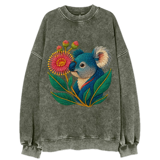 Koala Eucalyptus Bloom - Vintage Sweatshirt - Forest Mist(Green)