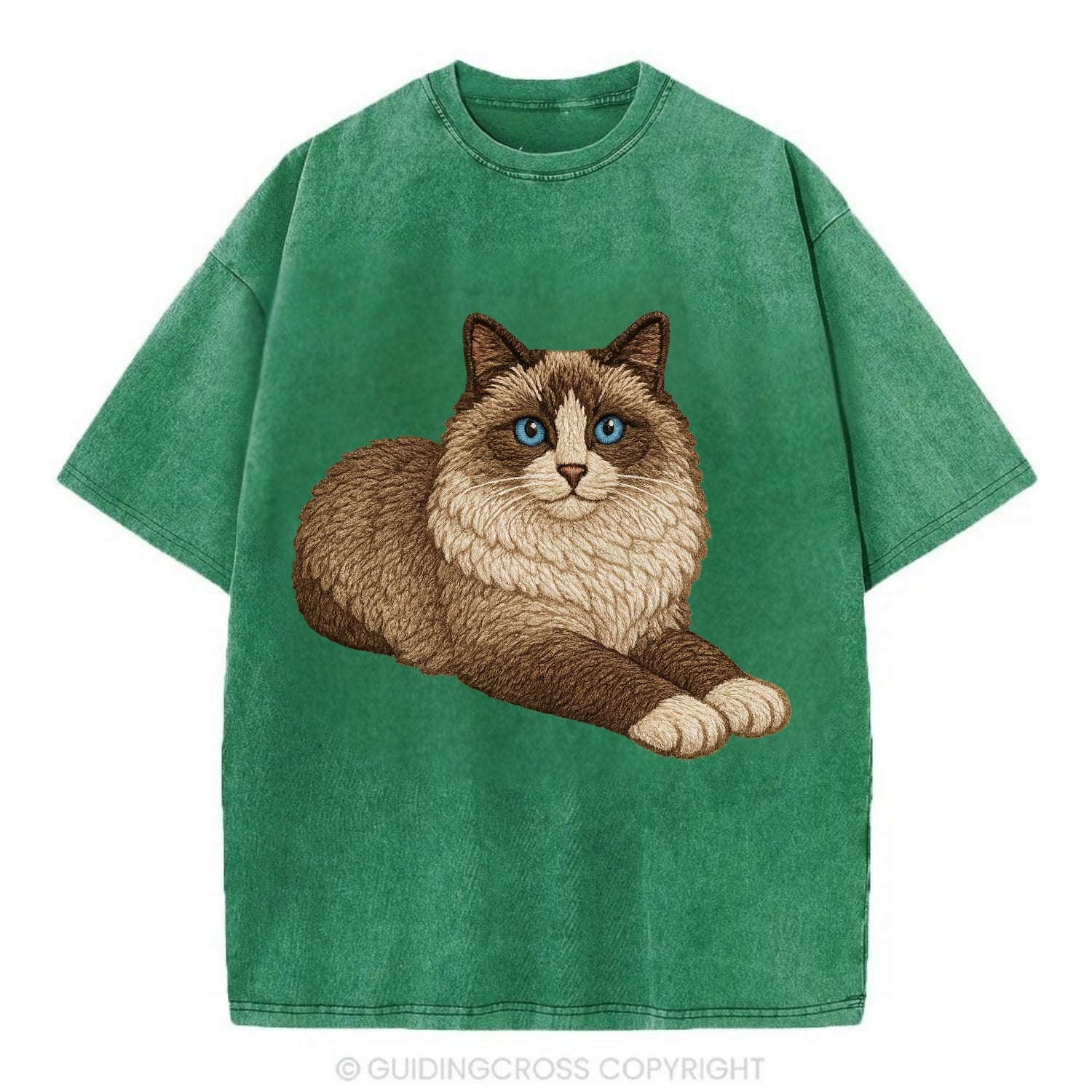 Ragdoll  relaxed lying down with head up Vintage T-shirt - Forest Mist(Green)