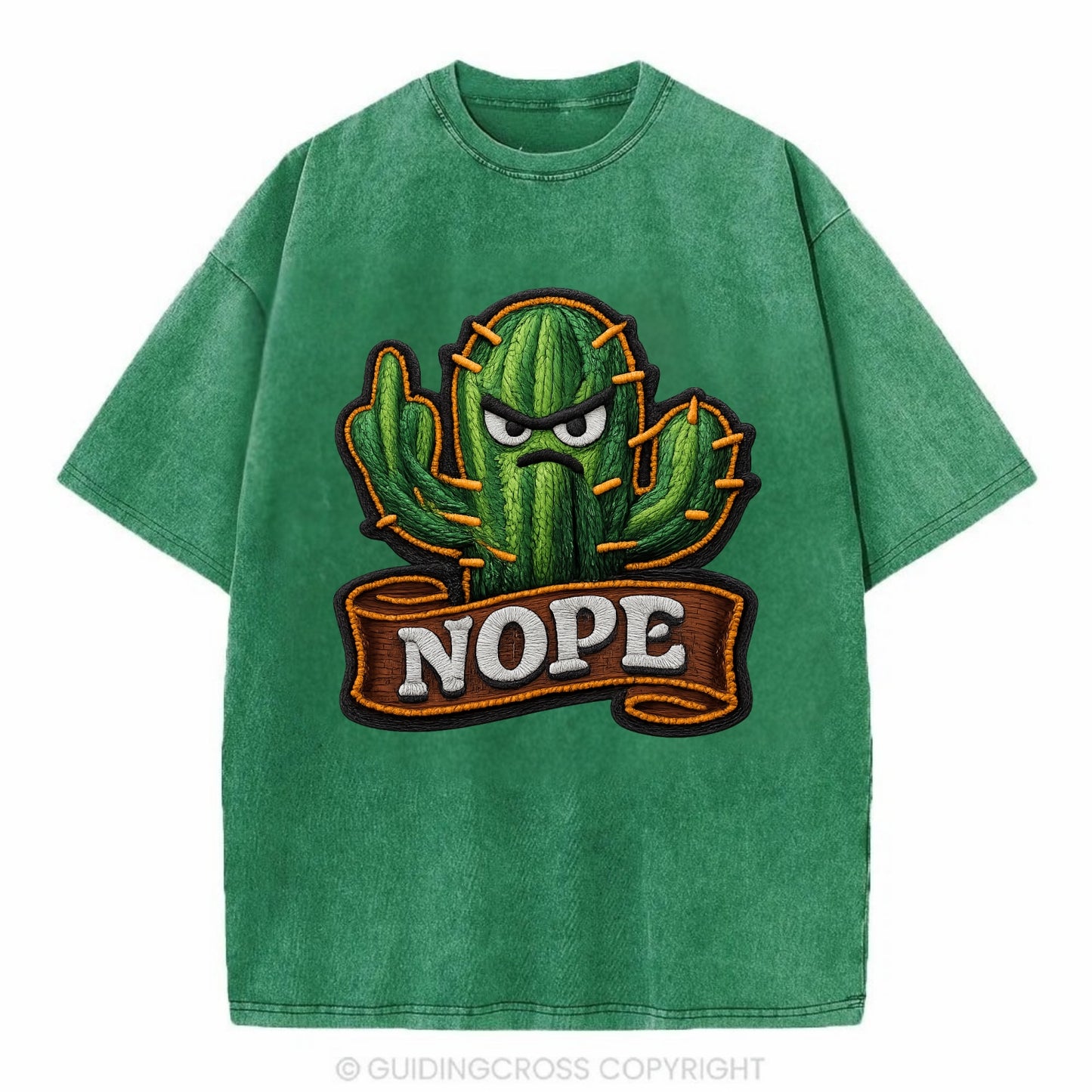 NOPE CACTUS - cactus with attitude in green , prickly personality - Vintage T-shirt - Forest Mist(Green)
