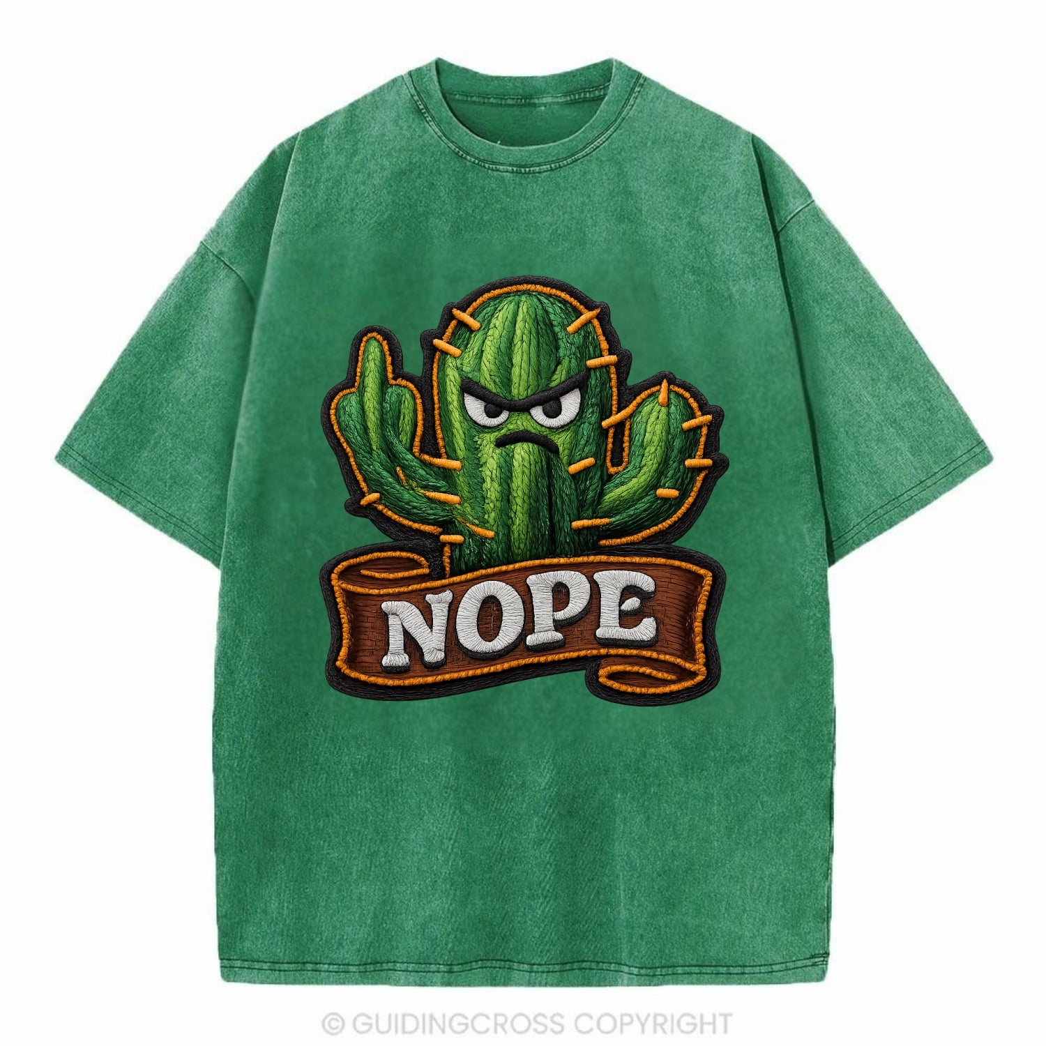 NOPE CACTUS - cactus with attitude in green , prickly personality - Vintage T-shirt - Forest Mist(Green)