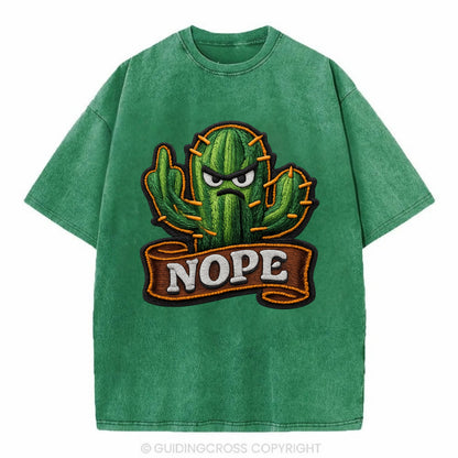 NOPE CACTUS - cactus with attitude in green , prickly personality - Vintage T-shirt - Forest Mist(Green)