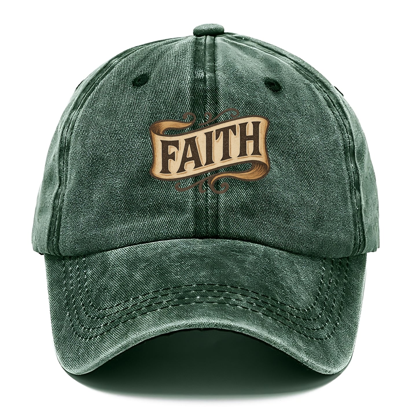 Bold typography design - "FAITH" - trust in the unseen, spiritual strength - Classic Cap - Forest Mist(Green)