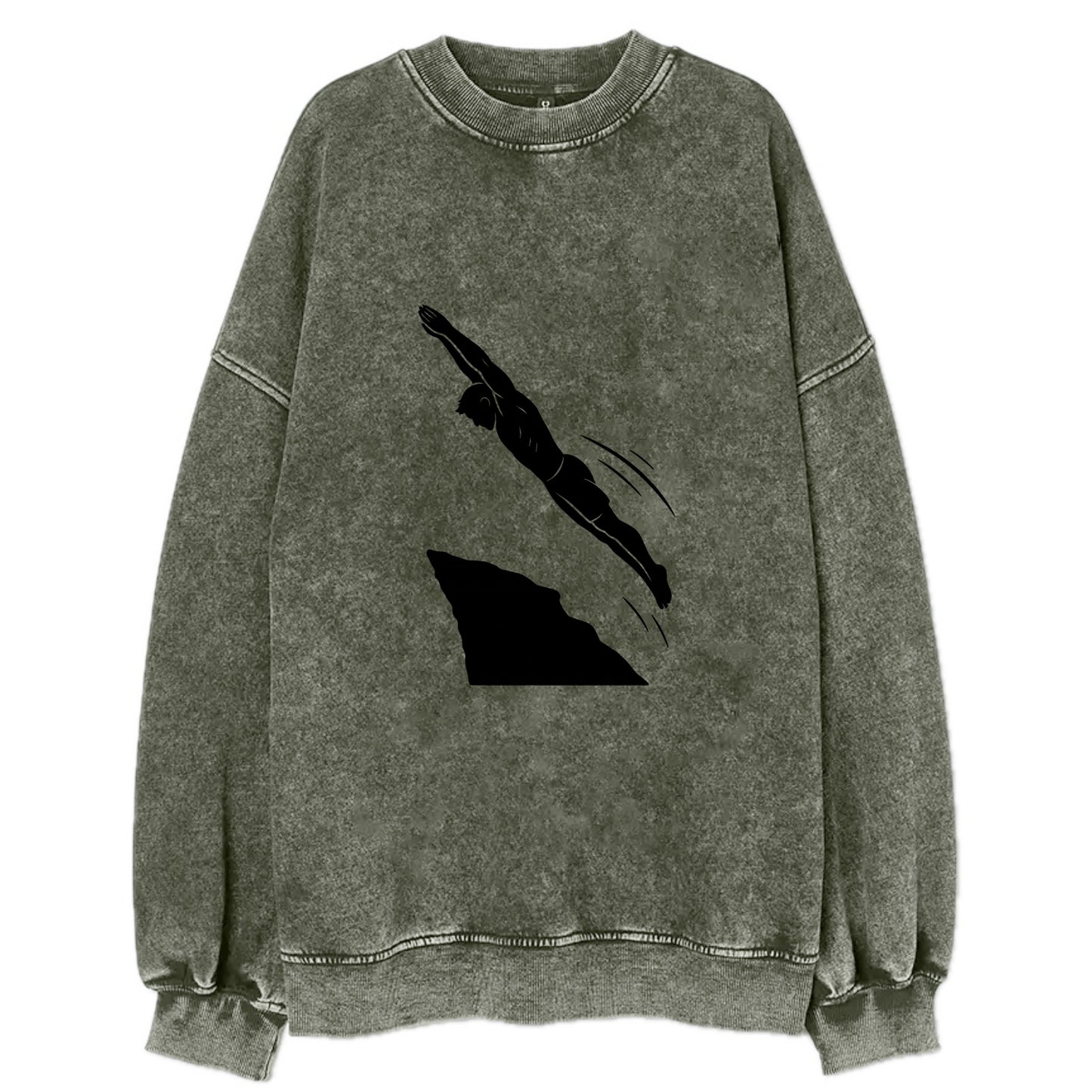 Cliff diver perfect form - Vintage Sweatshirt - Forest Mist(Green)