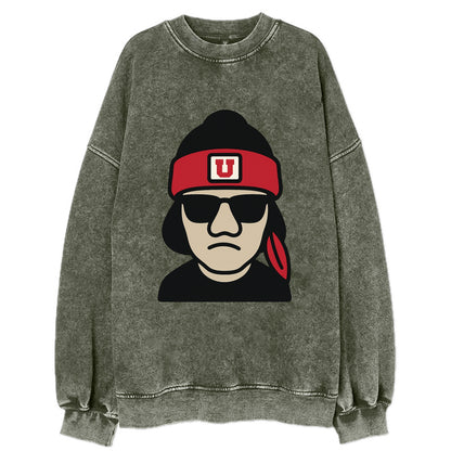 Salt Lake Ute wearing Utah beanie with U patch - Vintage Sweatshirt - Forest Mist(Green)