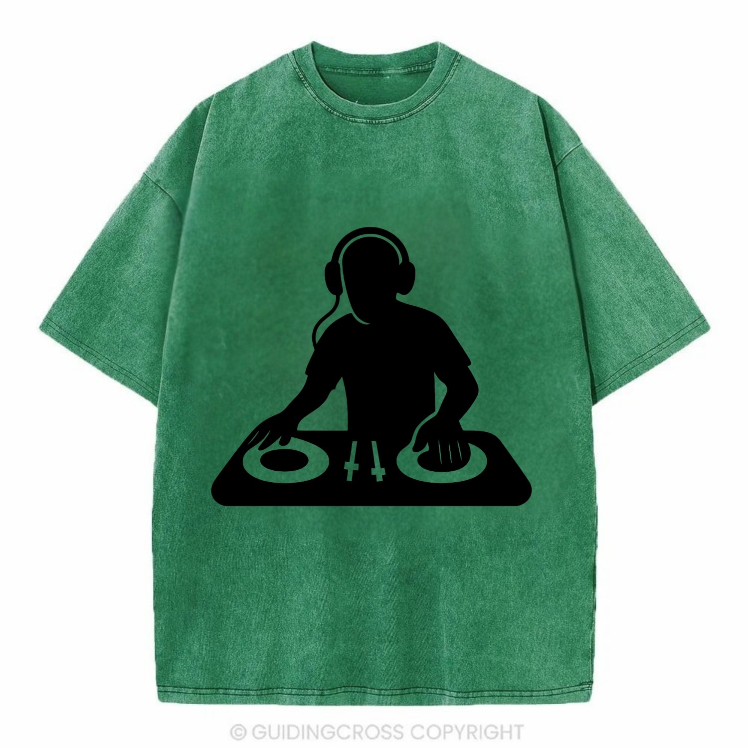 DJ with turntables and headphones - Vintage T-shirt - Forest Mist(Green)