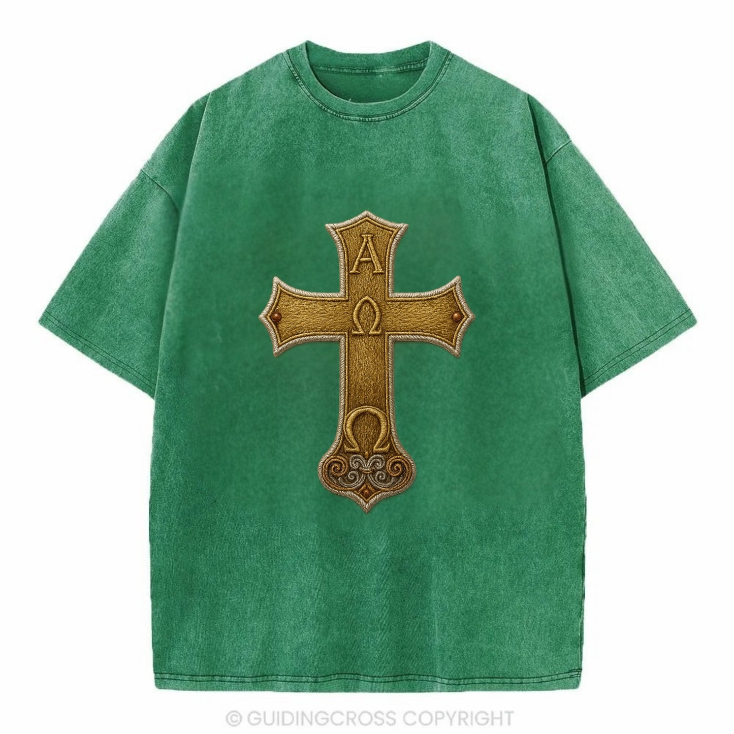 Alpha Omega Cross  - Vintage T-shirt - Forest Mist(Green)