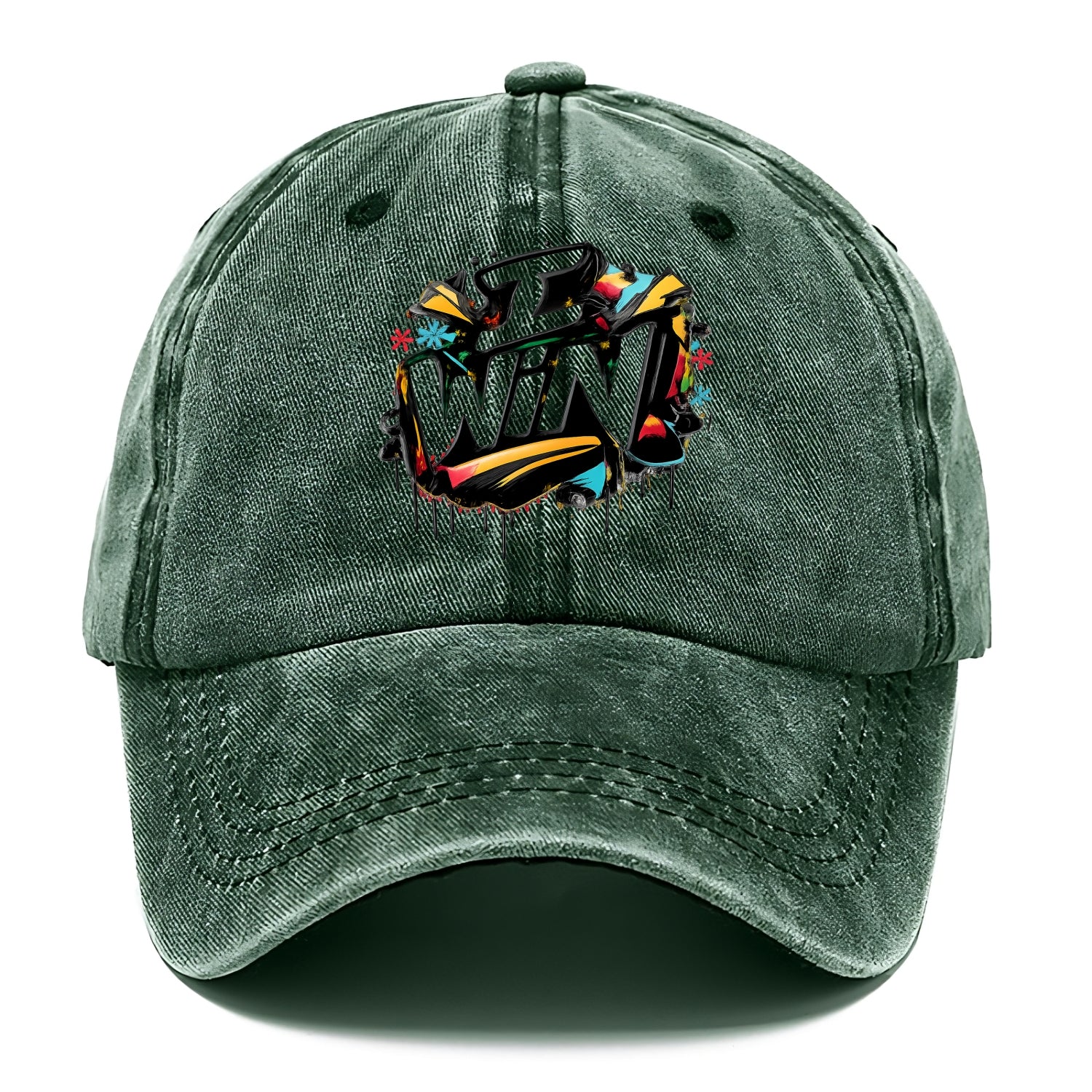 Bold typography design - "I WIN" - victory mindset, winning - Classic Cap - Forest Mist(Green)