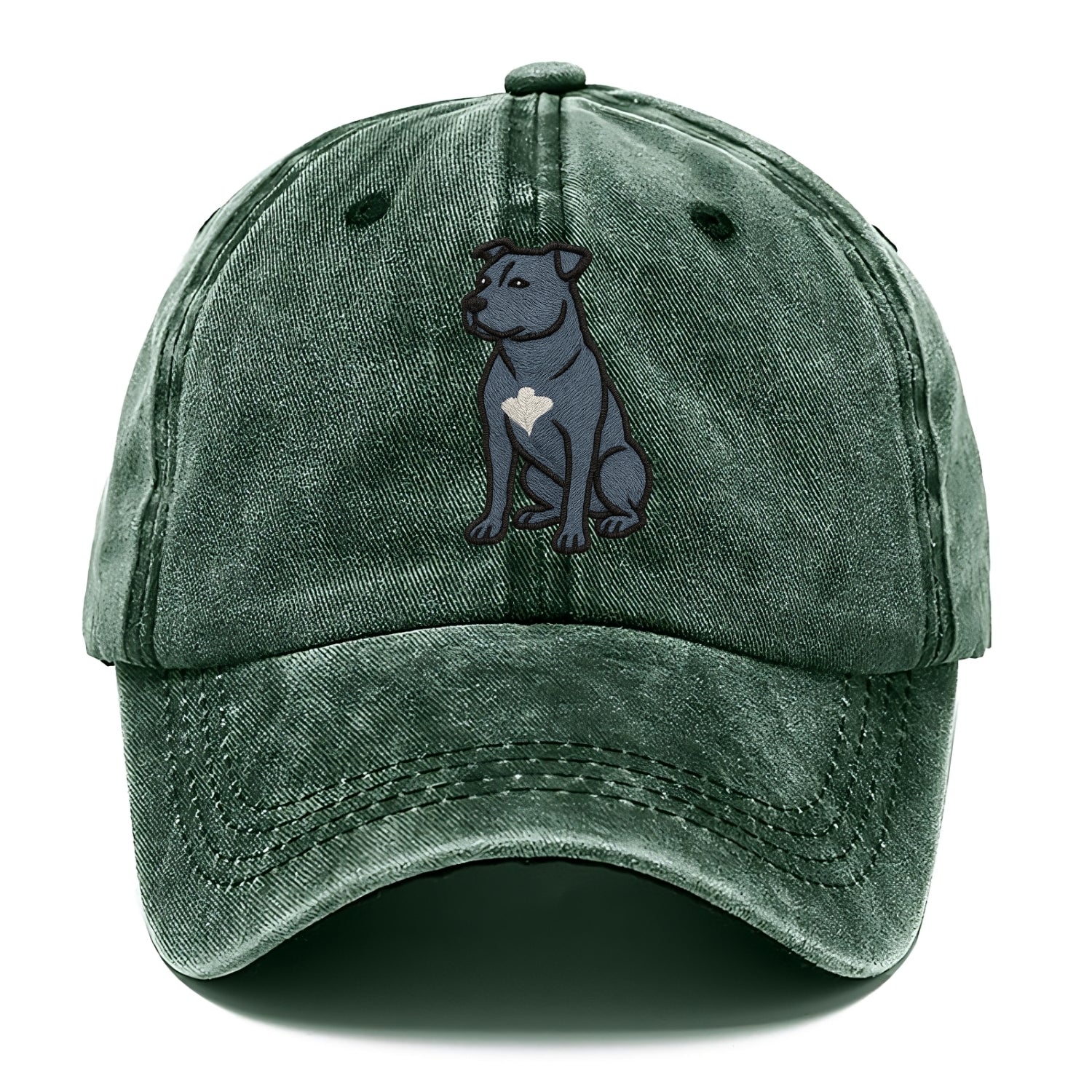American Staffordshire Terrier - Blue embroidered design - Classic Cap - Forest Mist(Green)