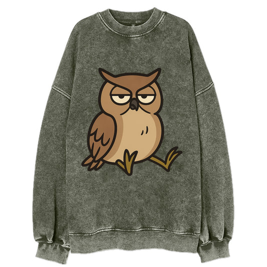 The Owl Judging Silently - Vintage Sweatshirt - Forest Mist(Green)
