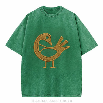 Adinkra Sankofa  - Vintage T-shirt - Forest Mist(Green)