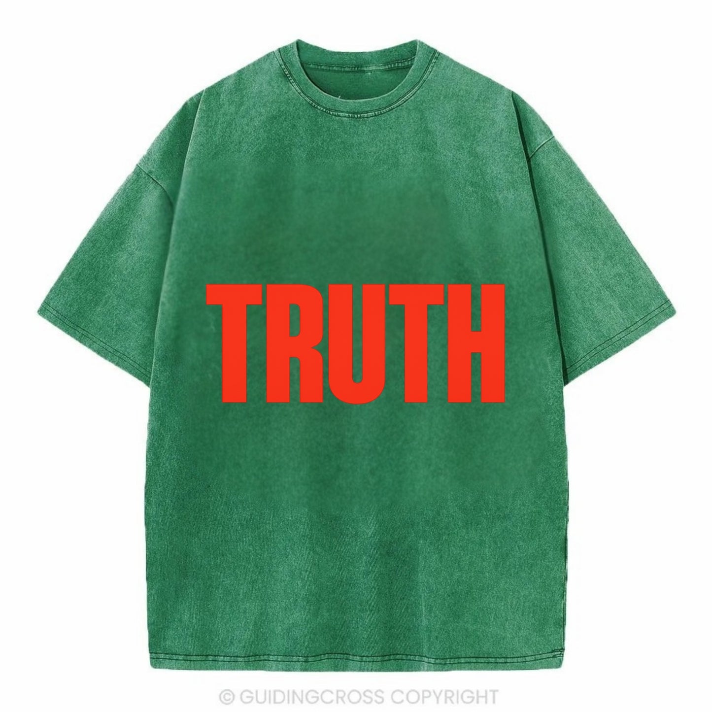 Bold typography design - "TRUTH" - honesty, reality - Vintage T-shirt - Forest Mist(Green)