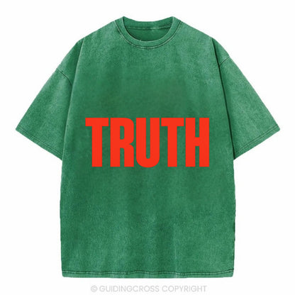 Bold typography design - "TRUTH" - honesty, reality - Vintage T-shirt - Forest Mist(Green)