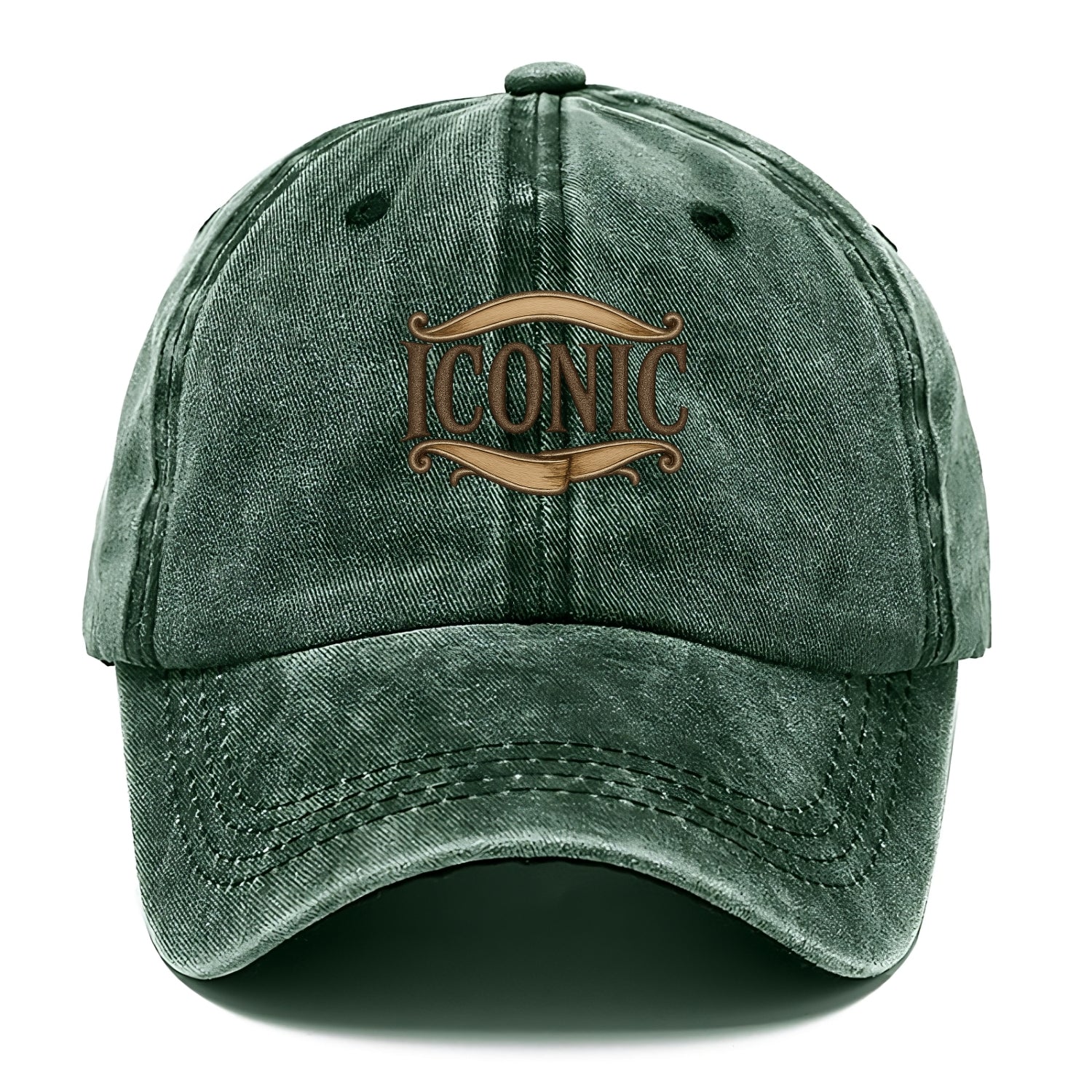 Bold typography design - "ICONIC" - instantly recognizable, trendsetter - Classic Cap - Forest Mist(Green)
