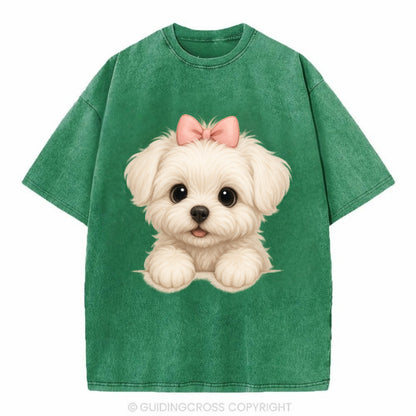 Maltese  - Vintage T-shirt - Forest Mist(Green)