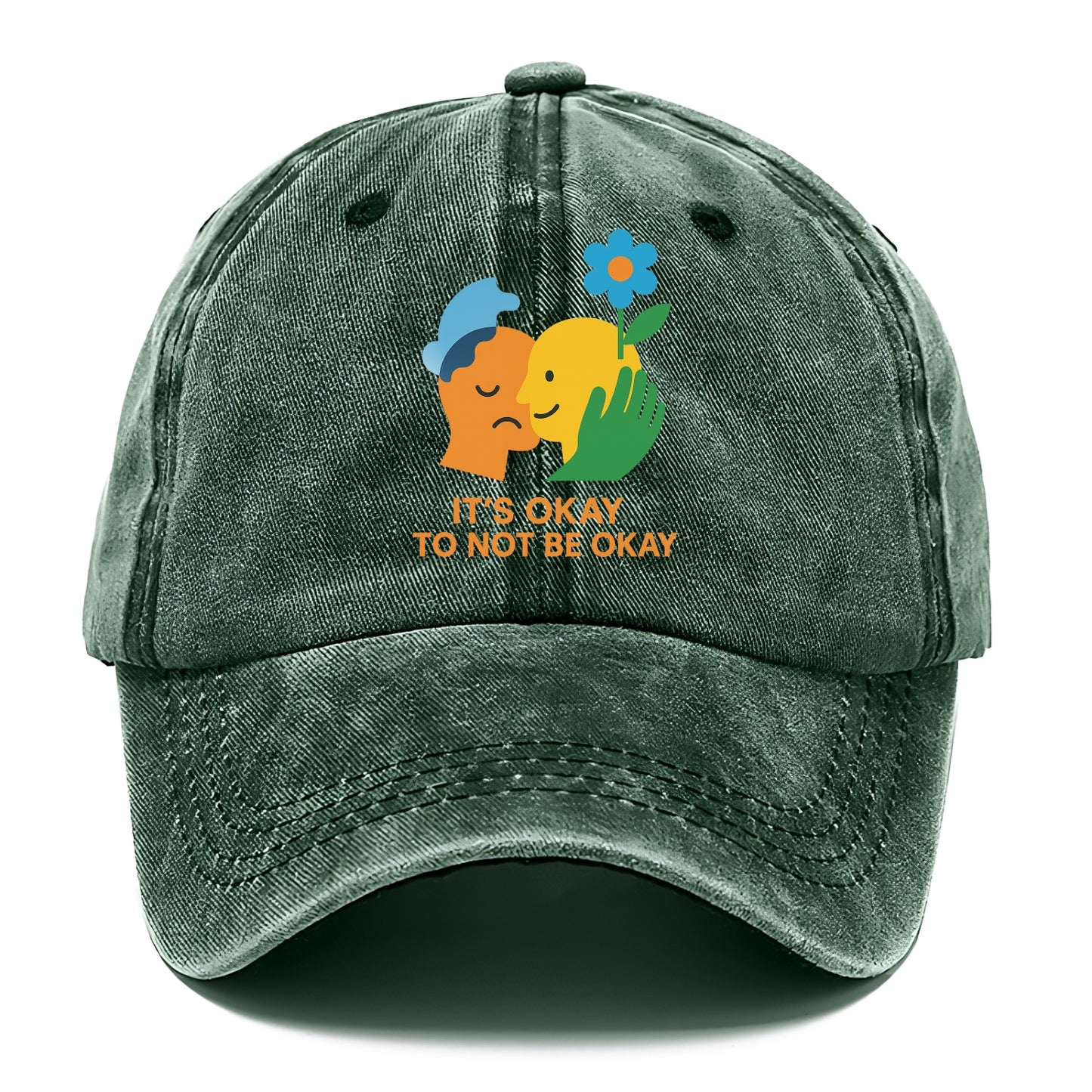 Mental health stigma fading as support grows - "It's Okay to Not Be Okay" - wellbeing - Classic Cap - Forest Mist(Green)