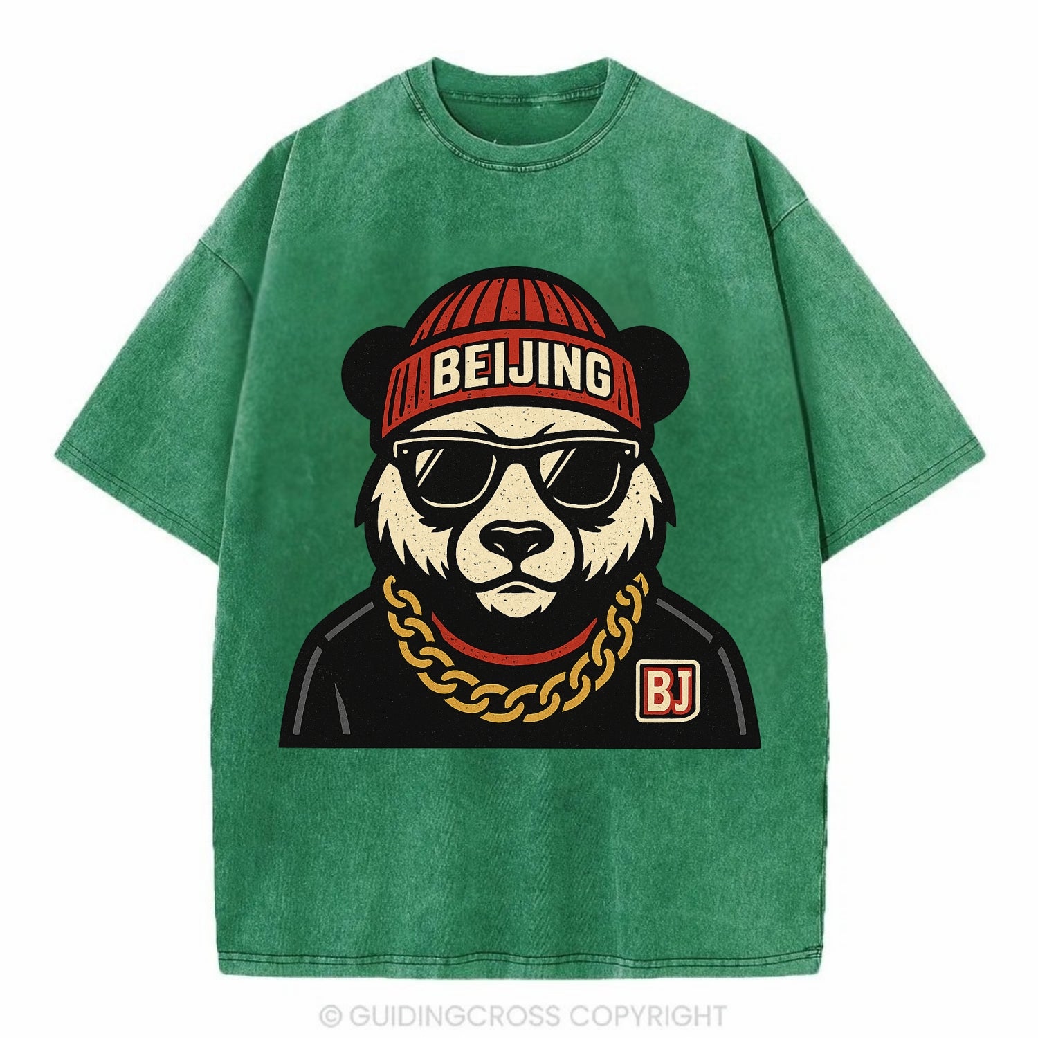 Beijing Panda - Vintage T-shirt - Forest Mist(Green)