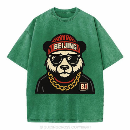 Beijing Panda - Vintage T-shirt - Forest Mist(Green)