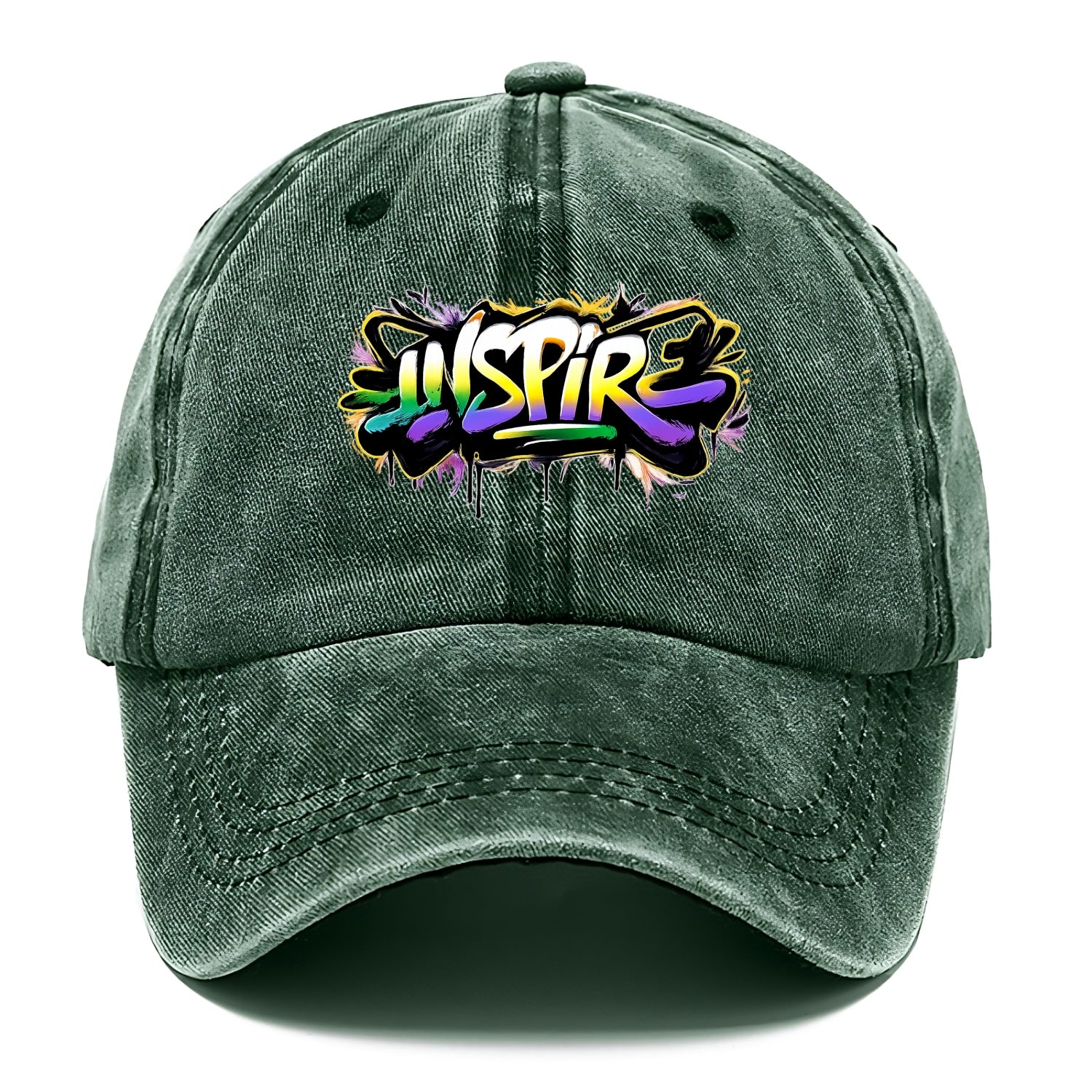 Bold typography design - "INSPIRE" - motivating others, being the spark - Classic Cap - Forest Mist(Green)
