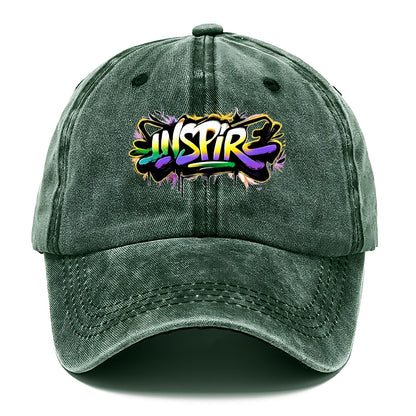Bold typography design - "INSPIRE" - motivating others, being the spark - Classic Cap - Forest Mist(Green)