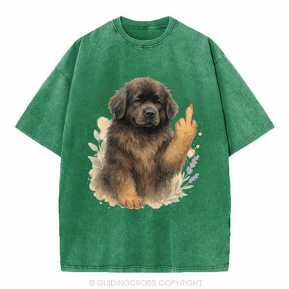Newfoundland fluffy bear-like with webbed paws, massive gentle paw up - Vintage T-shirt - Forest Mist(Green)